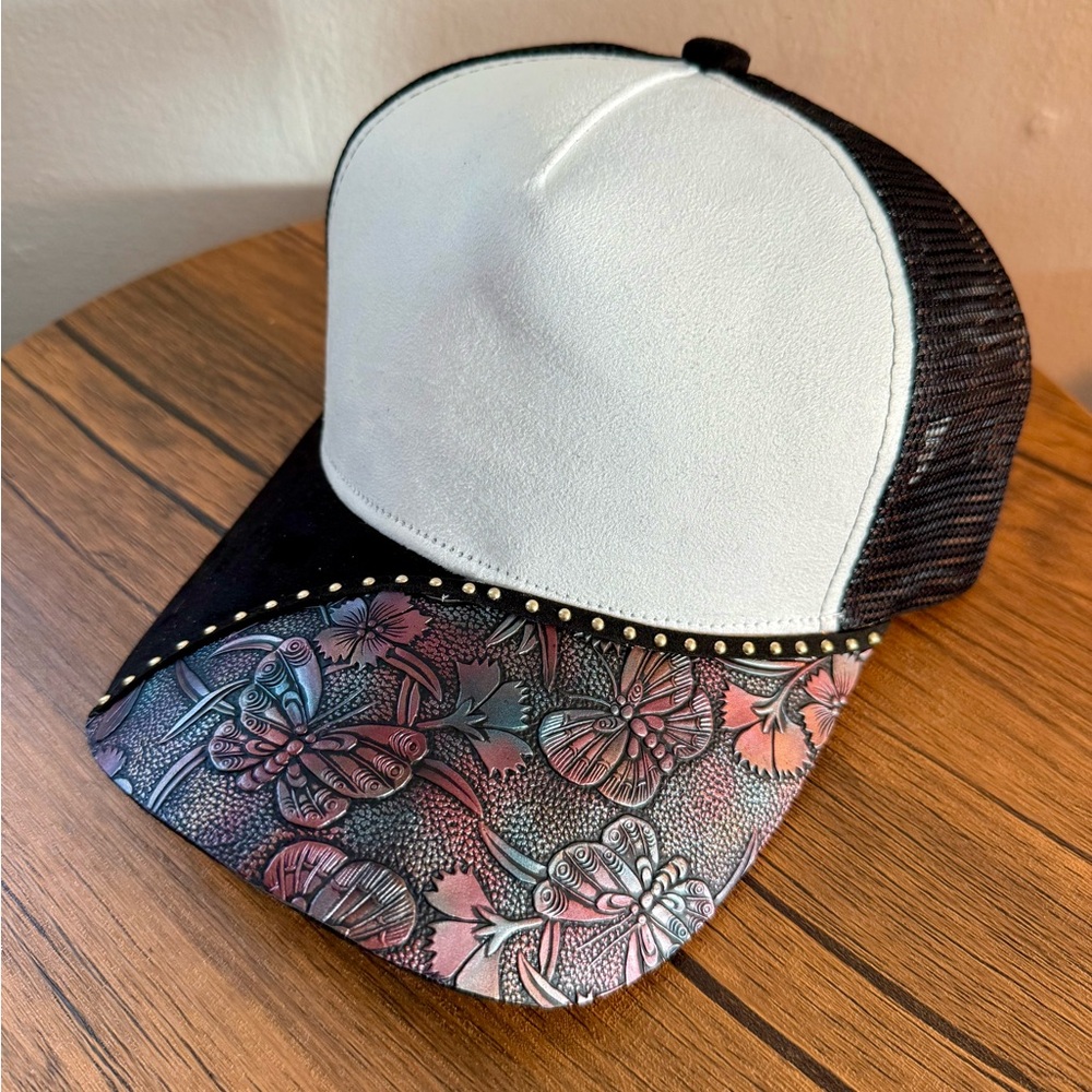 Floral Black and White Cap